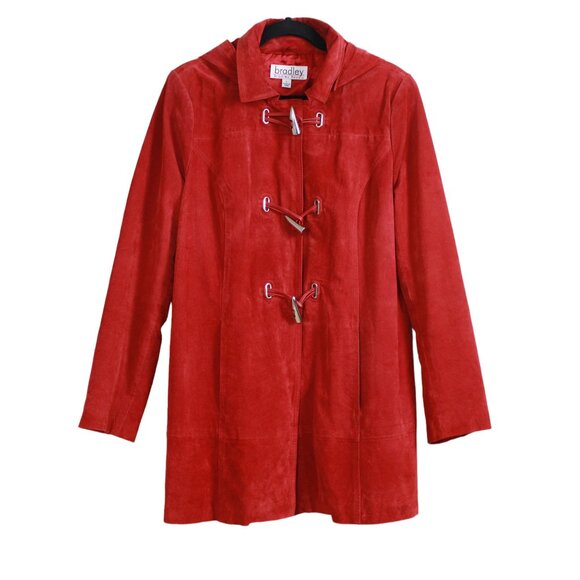 Bradley Bayou Red Suede Detachable Hood Coat - Picture 1 of 16
